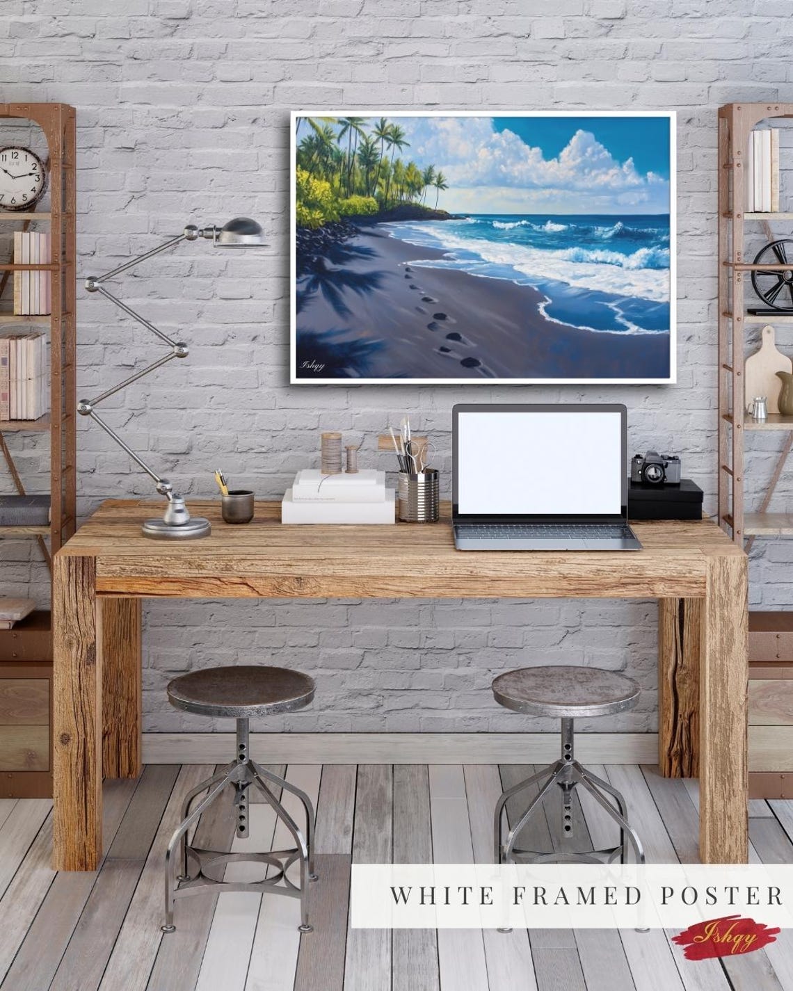 Punaluu Black Sand Beach Hawaii Shore Path Seascape Poster For Homes - Image 6