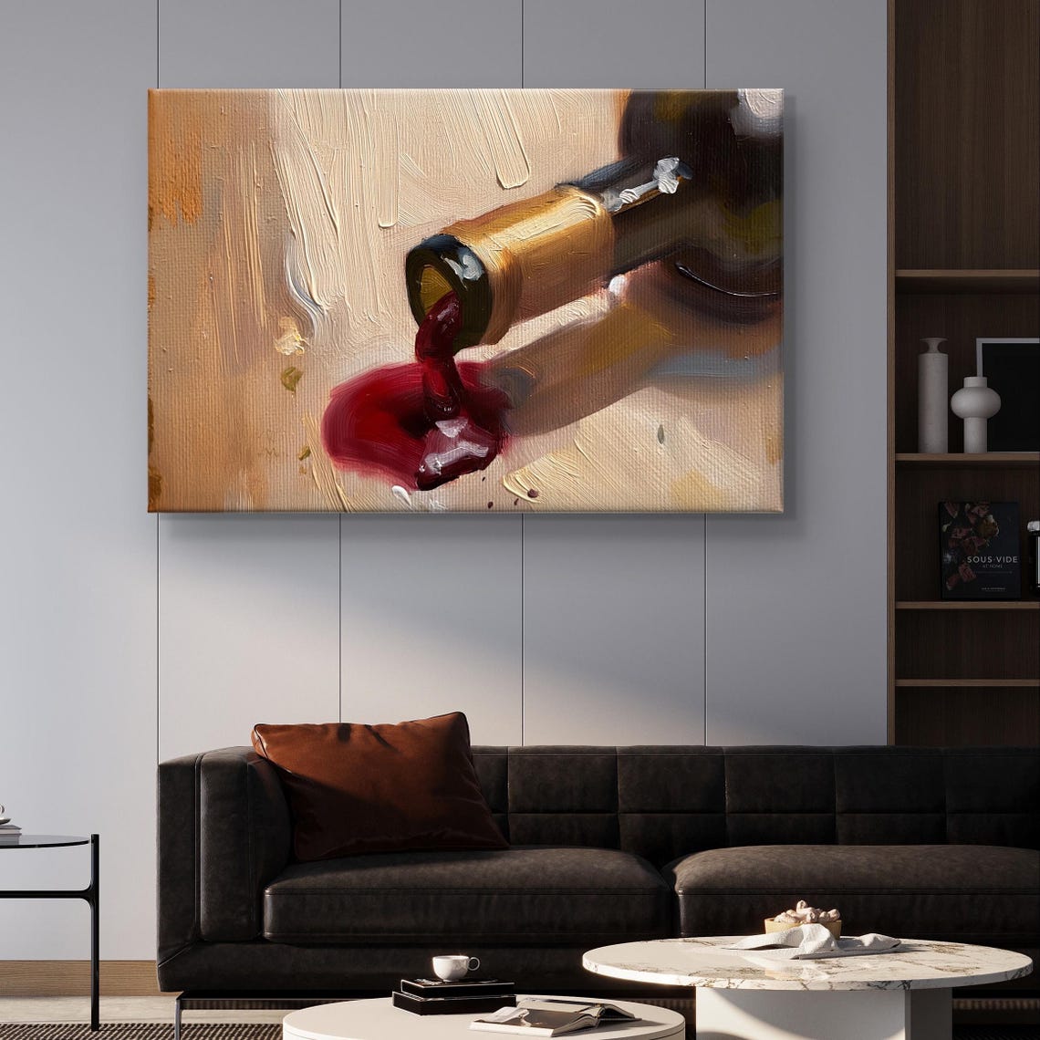 Spilled Red Wine Bottle Rustic Elegance Kitchen Painting Art Poster - Image 6