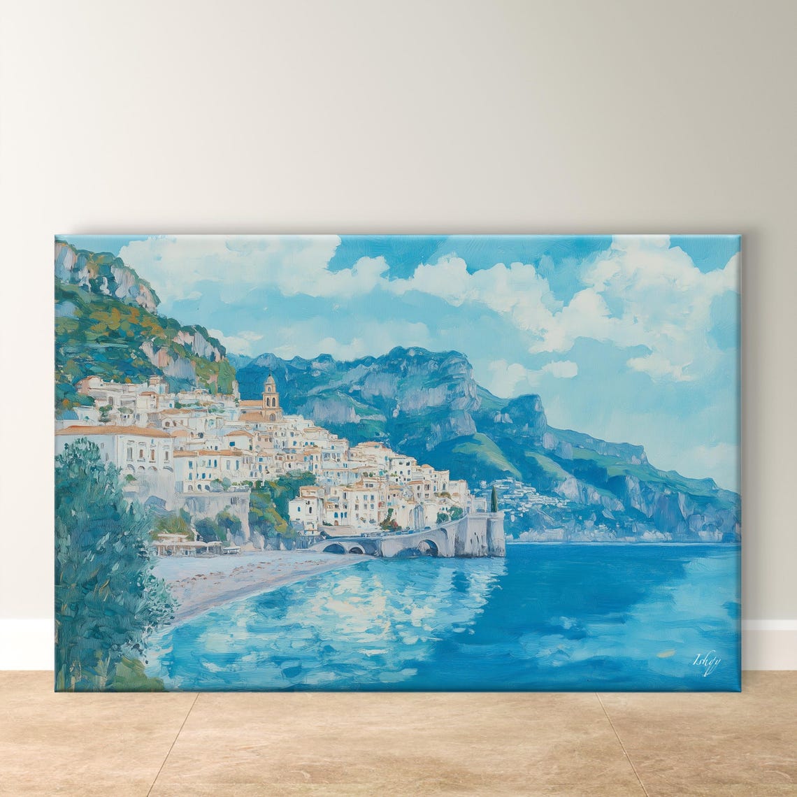 Amalfi Coast Town Cliffsides Turquoise Sea Coastal Italy Poster