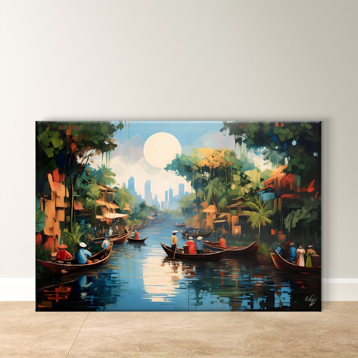 Floating Market Mekong Vietnam Travel Poster