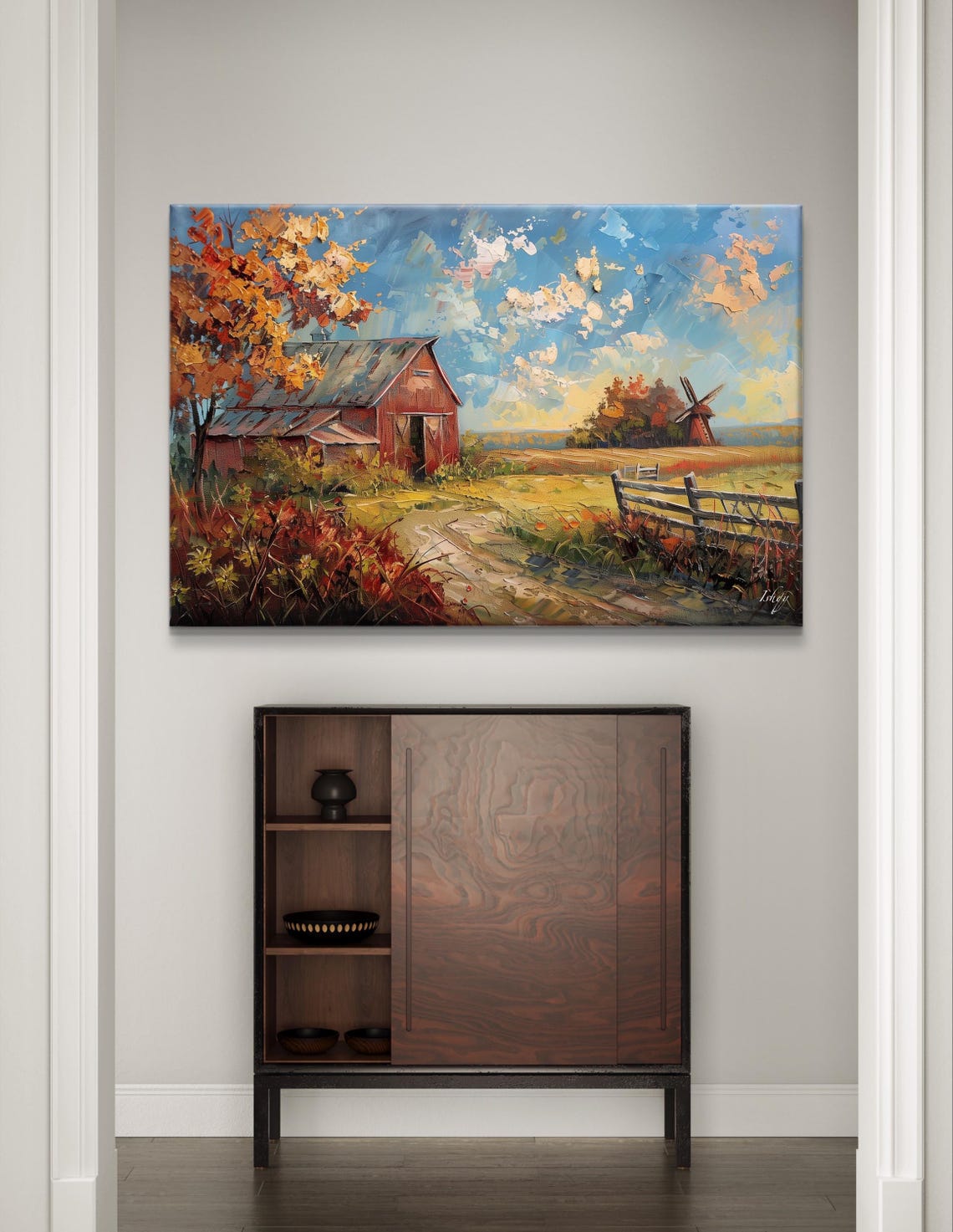 Red Barn Autumn Countryside Farm Landscape Harvest Scene Poster - Image 6