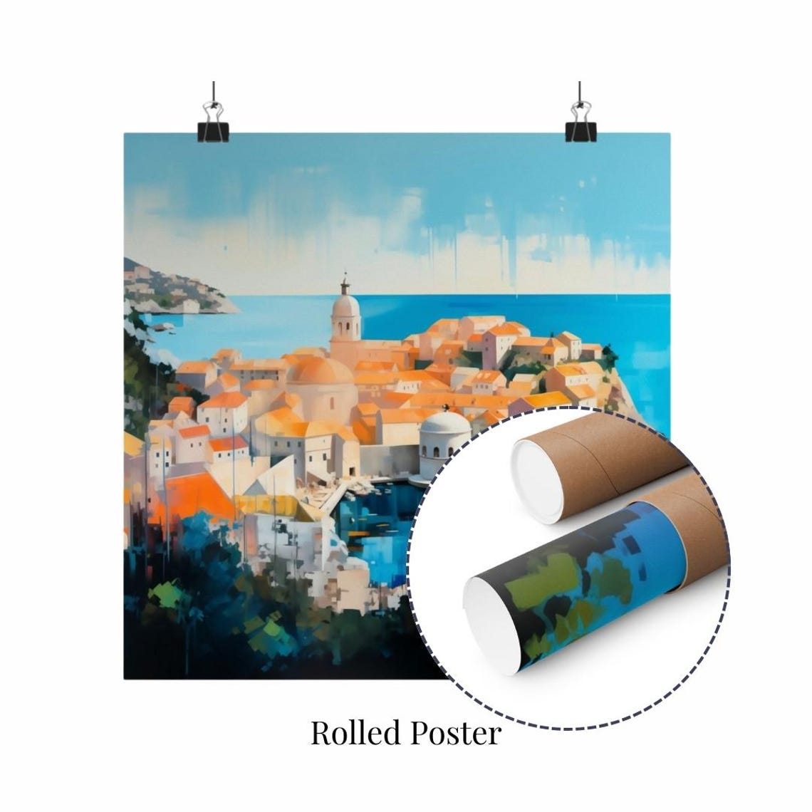 Dubrovnik Croatia Old Town Harbor and Orange Rooftops Coastal Poster - Image 2