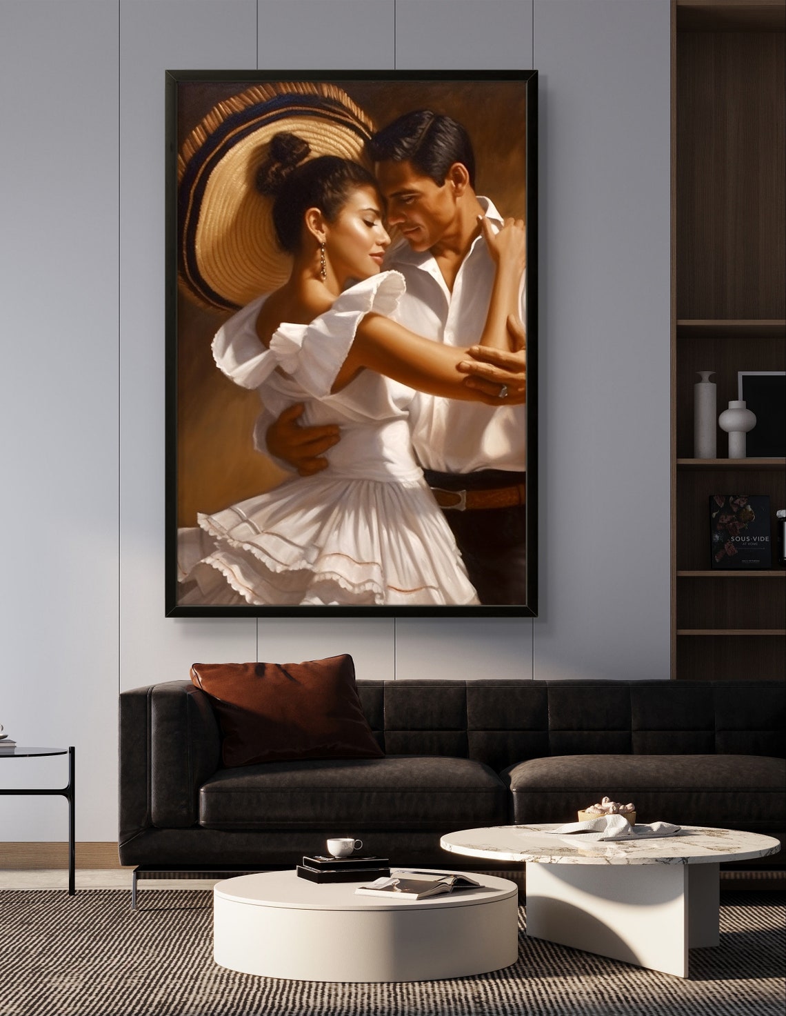 Romantic Dancing Couple in White Traditional Attire Dance Poster - Image 3