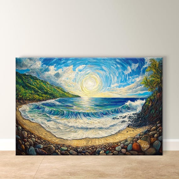El Sunzal Beach Print Vibrant Ocean Scene Coastal Wall Art Wave And Shore View Tropical Beach Decor Surf Inspired Gift For Sea Lovers