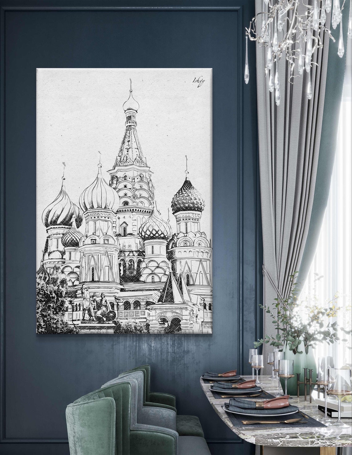 St Basil's Cathedral Ink Sketch of Moscow Red Square Landmark Poster - Image 5