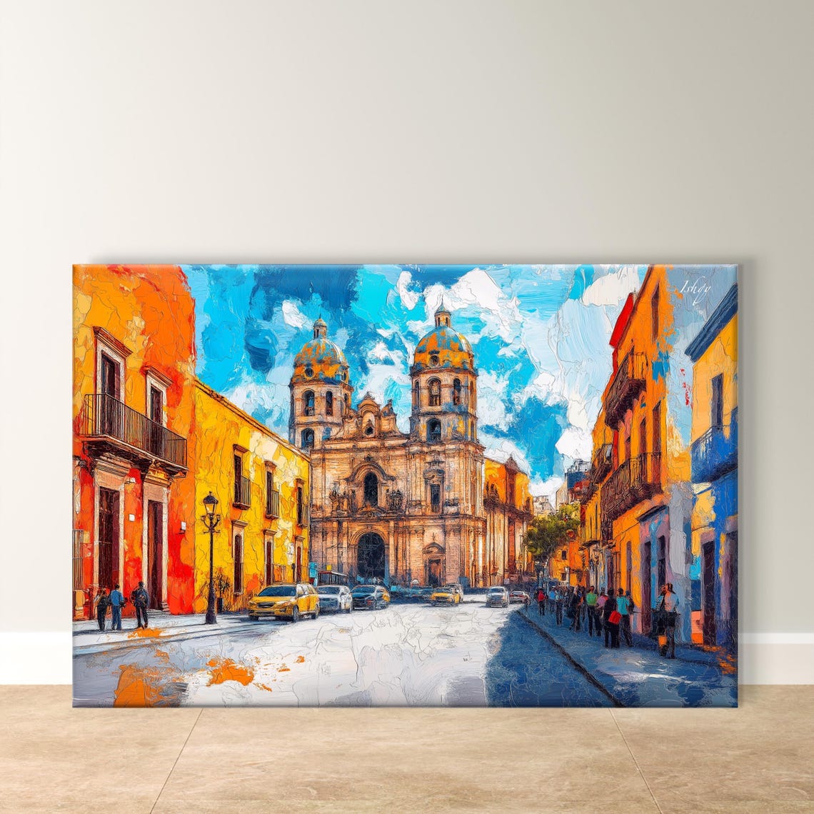 Puebla Cathedral Colonial Street Baroque Mexico Travel Poster