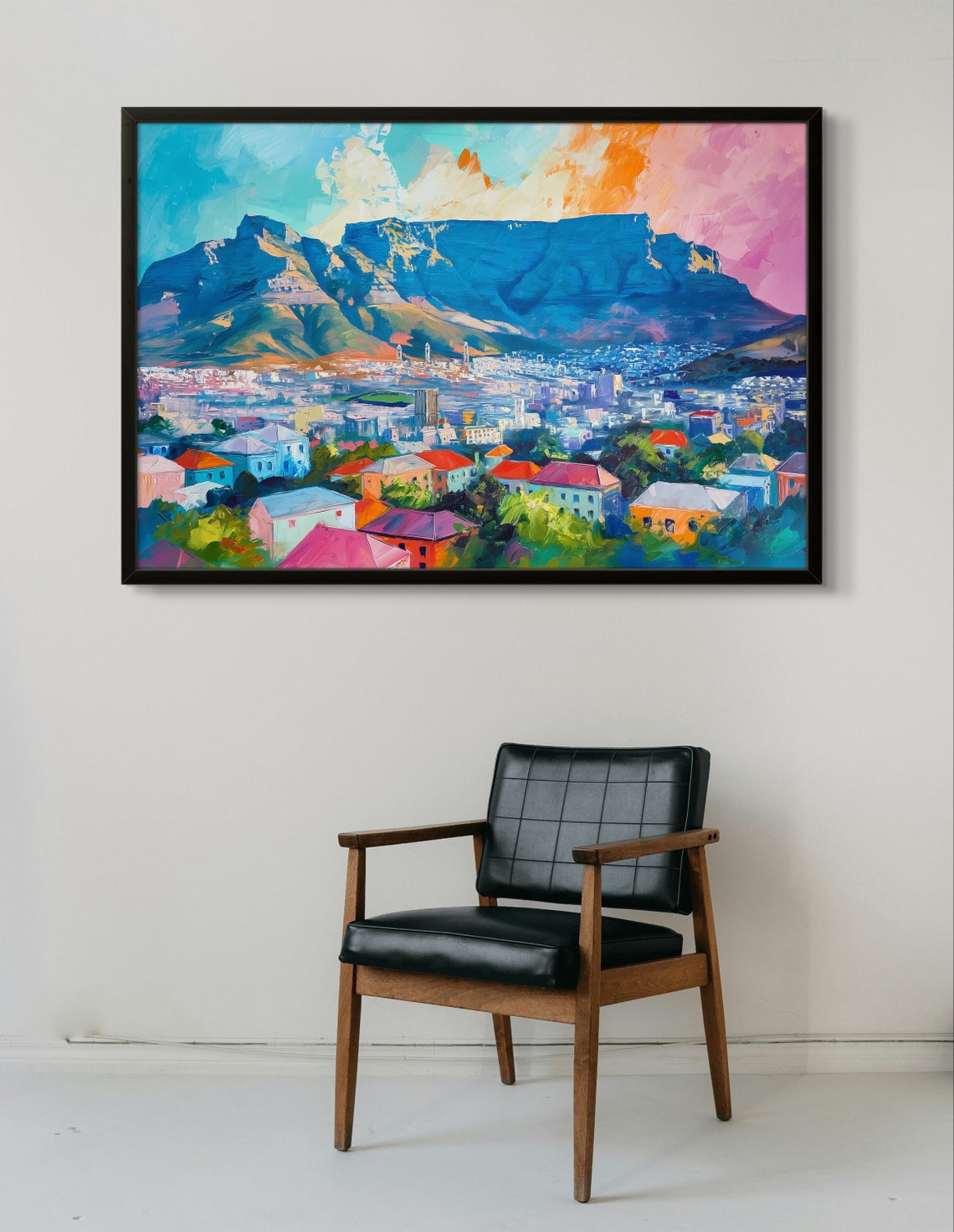 Cape Town Table Mountain and Colorful Cityscape Vibrant Travel Poster - Image 3