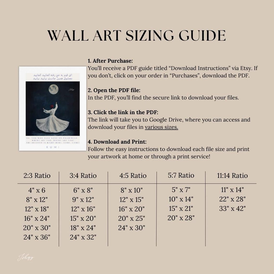 Rumi Whirling Dervish Moonlit Quote Spiritual Sufi Wall Poster - Image 4