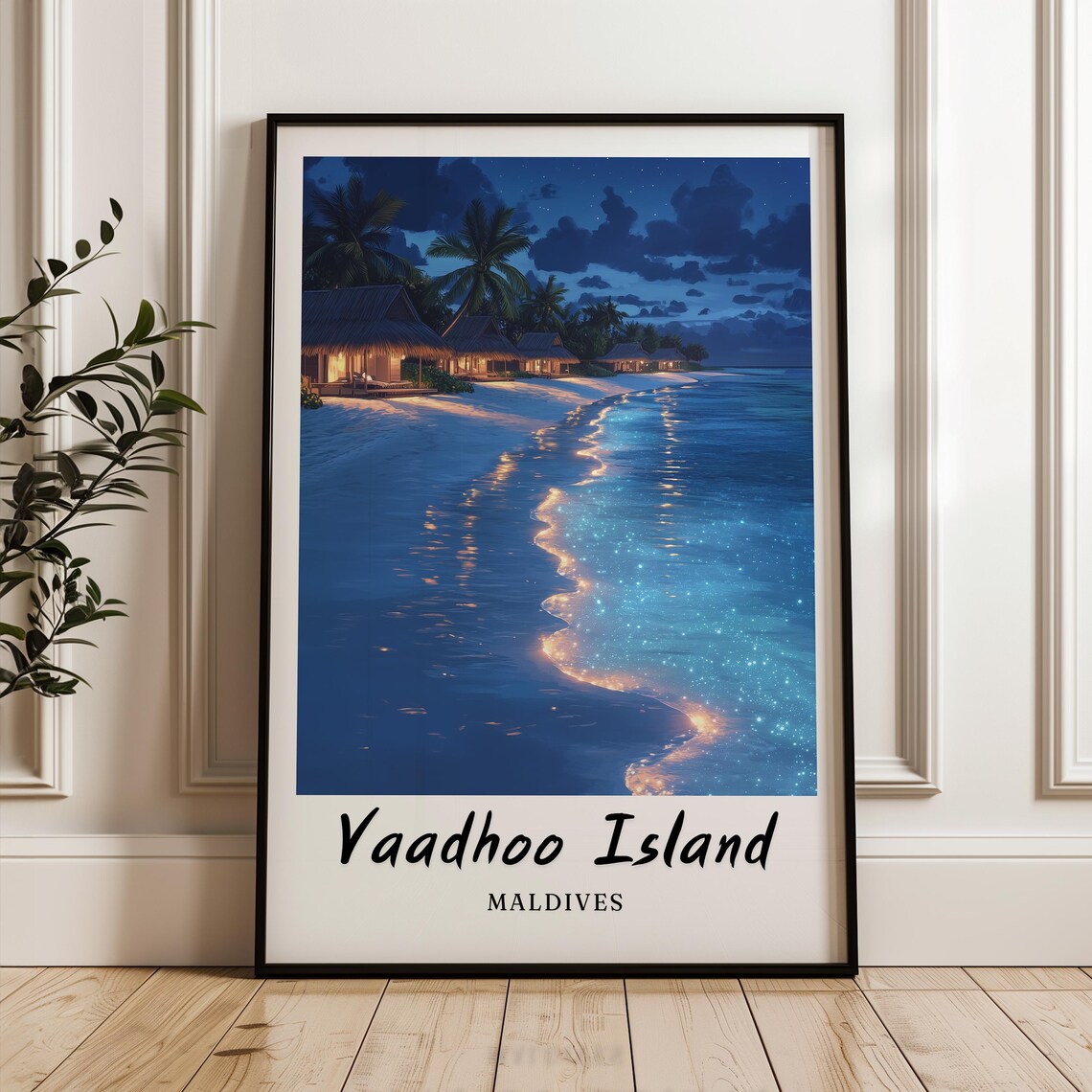 Vaadhoo Island Maldives Travel Poster, Minimalist Asia