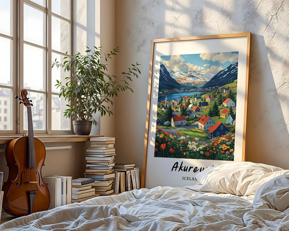 Oberbaum Iceland Travel Poster, Minimalist Art Print - Image 3