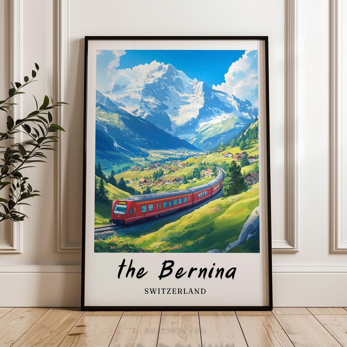 The Bernina Switzerland Travel Poster, Minimalist