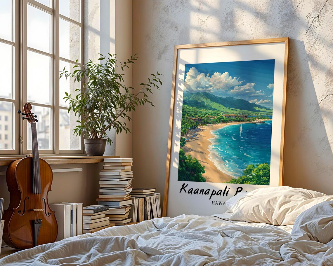 Kaanapali Beach Hawaii Travel Poster, Minimalist - Image 3