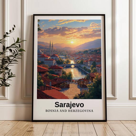 Sarajevo Travel Poster, Bosnia and Herzegovina