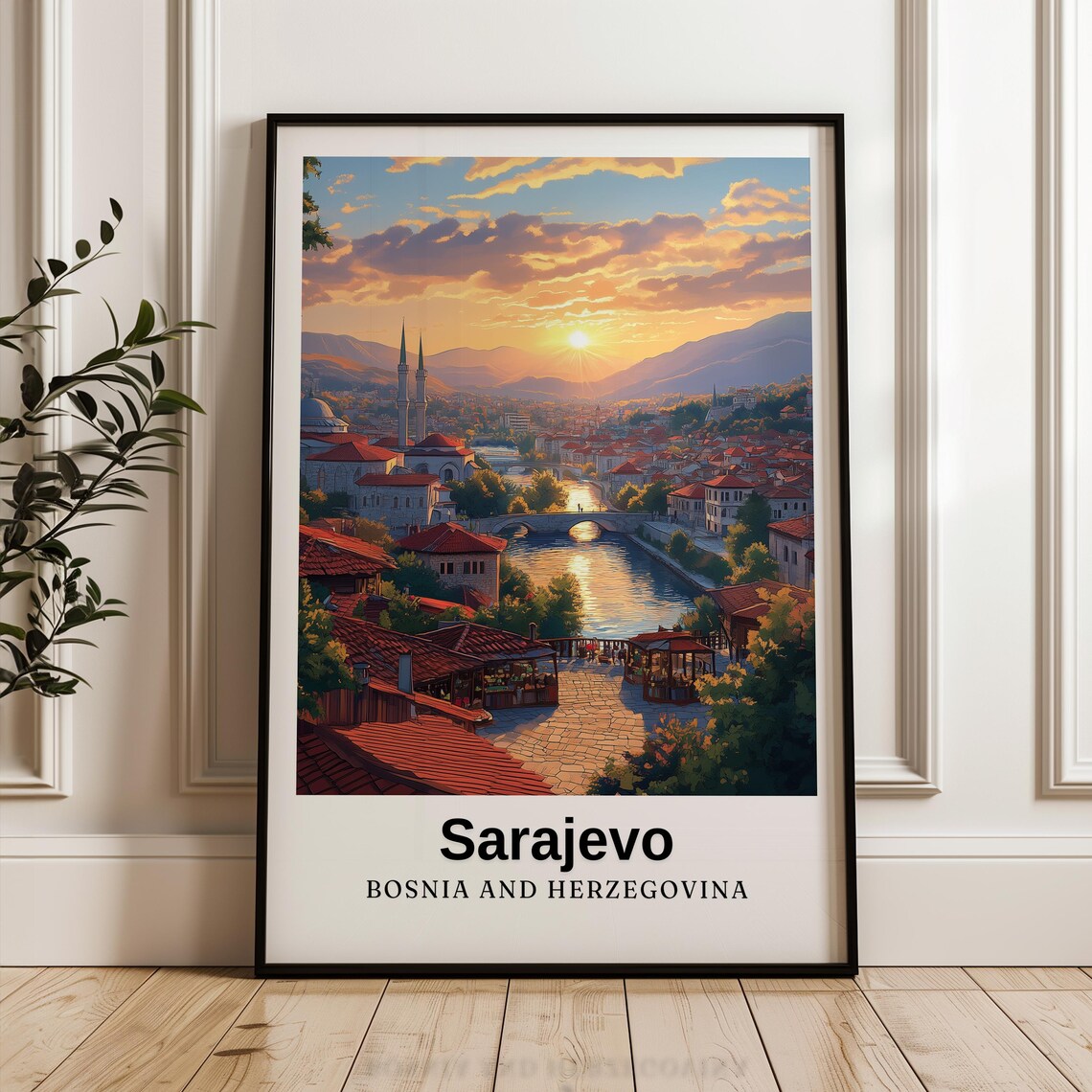 Sarajevo Travel Poster, Bosnia and Herzegovina