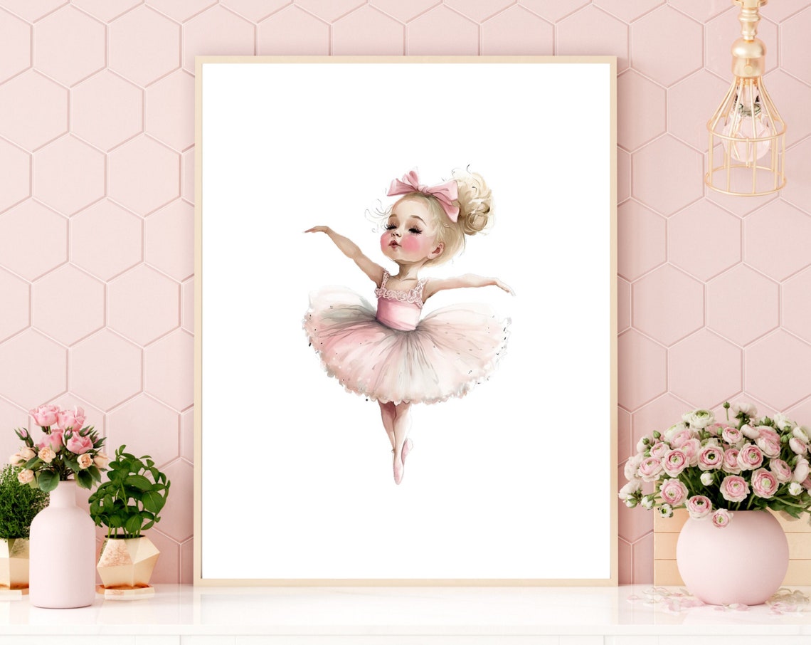 Pink Tutu Ballerina Print Little Dancer Wall Art For Girls Room Ballet Dancer Nursery Decor Gift For Girl Cute Art For Baby Girl Pdf
