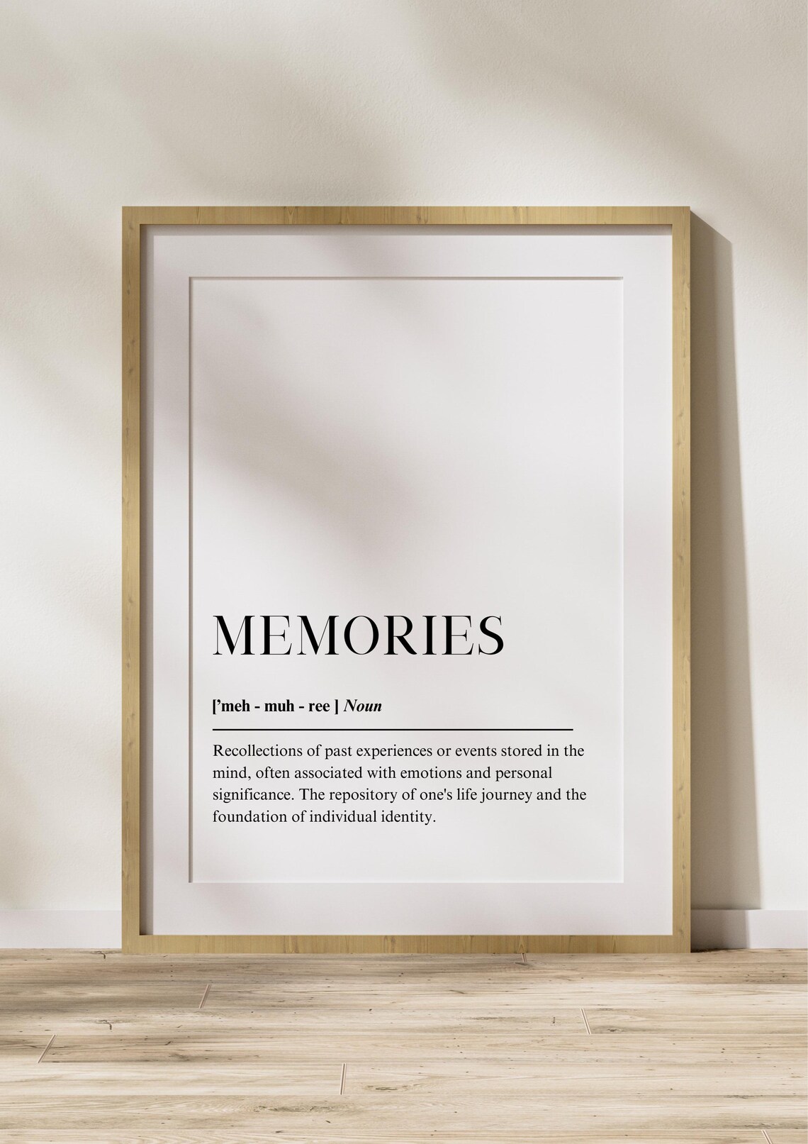 Memories Definition Poster Minimalist Quote Wall Art Inspirational Dictionary Print For Home Or Office