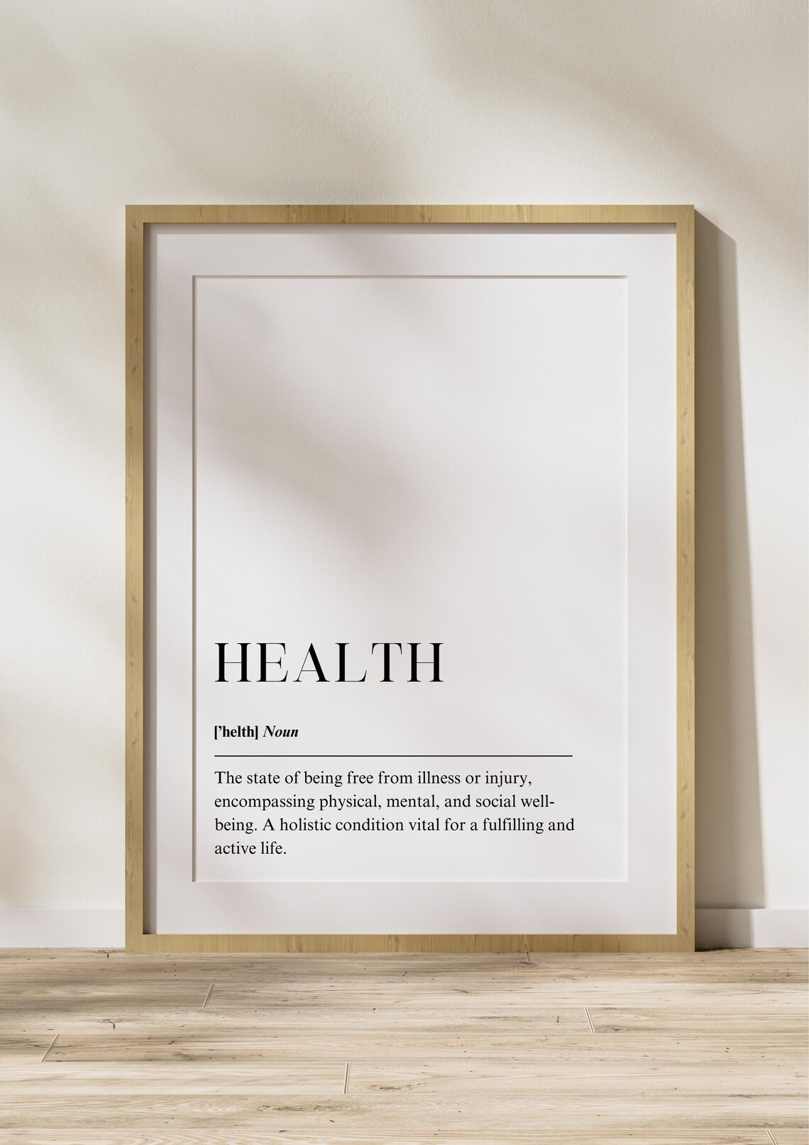 Health Definition Poster Minimalist Dictionary Wall Art Inspirational Print For Clinic Or Office