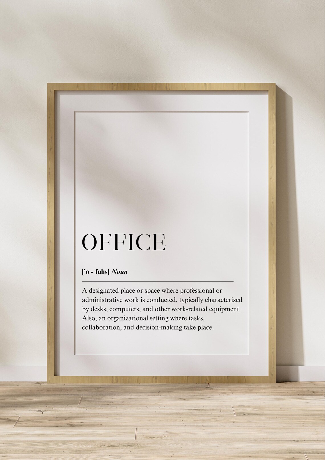 Office Definition Poster, Minimalist Art Print