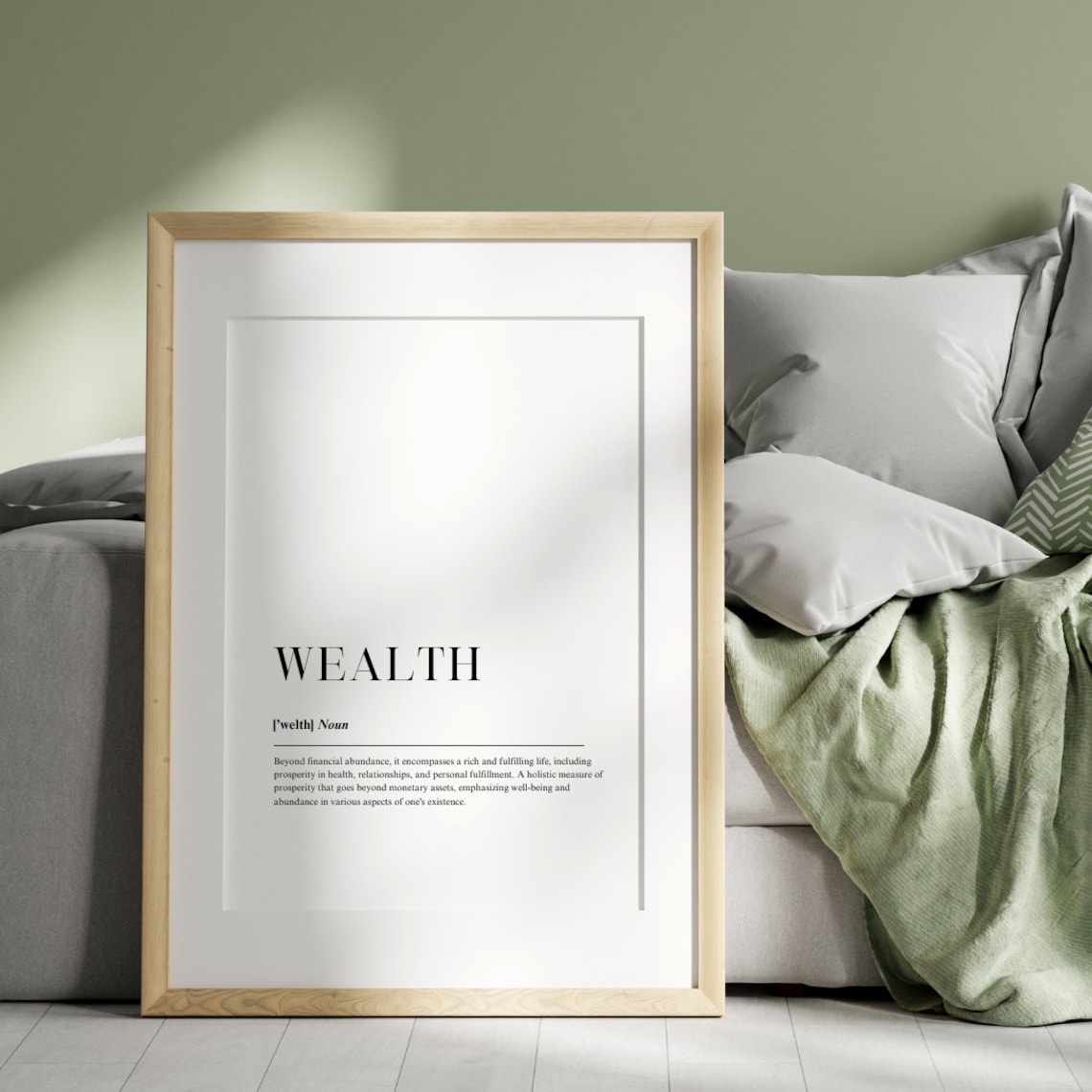 Wealth Definition Motivational Quote Art Print