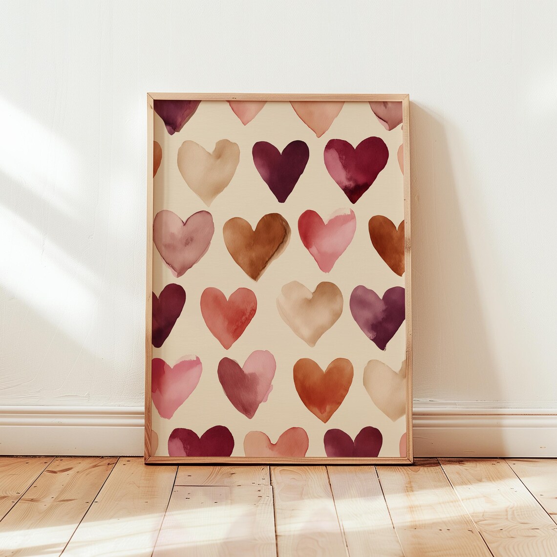 Watercolor Hearts Pattern, Romantic Blush Tones