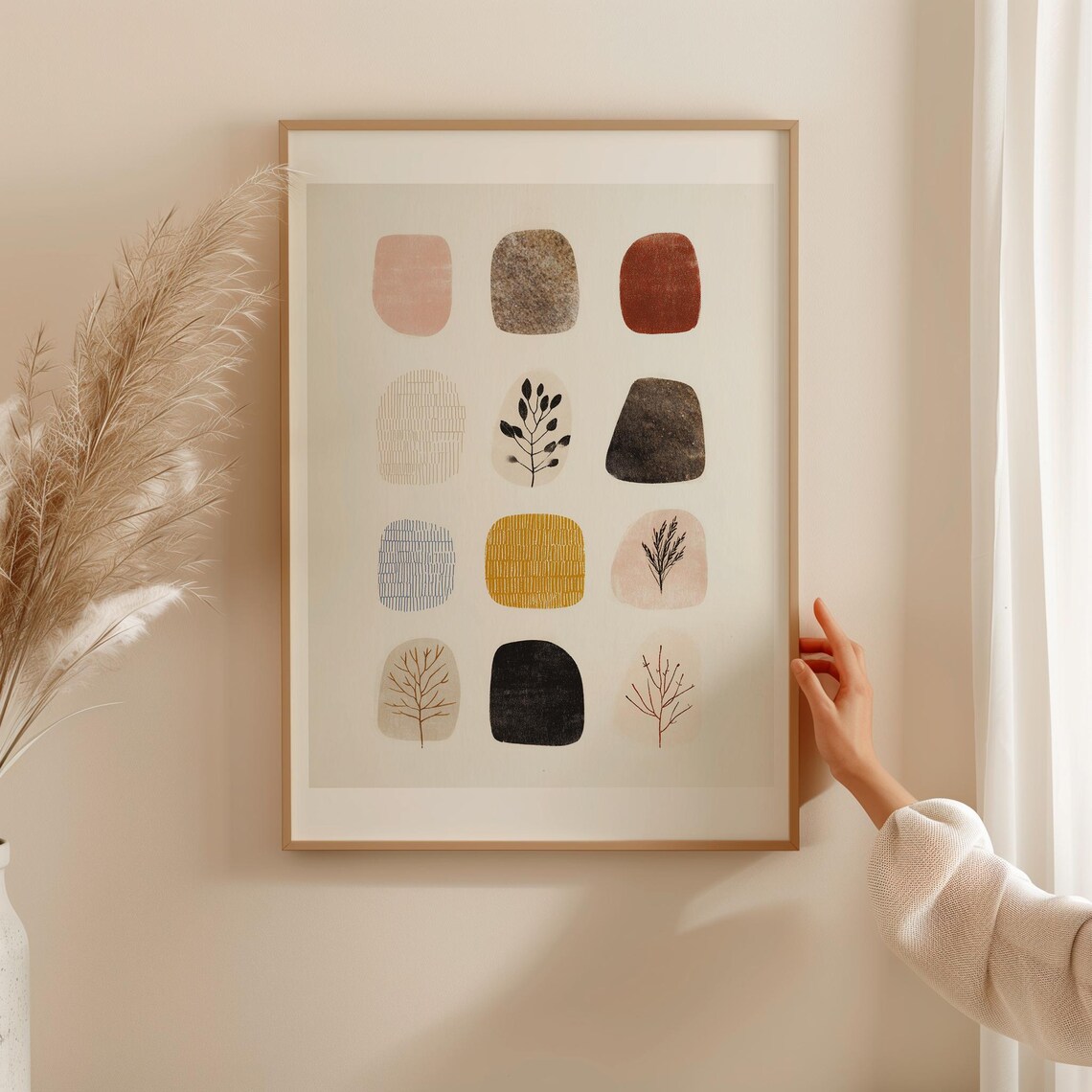 Muted Earth Tone Botanical Color Blocks Minimal Watercolor Poster