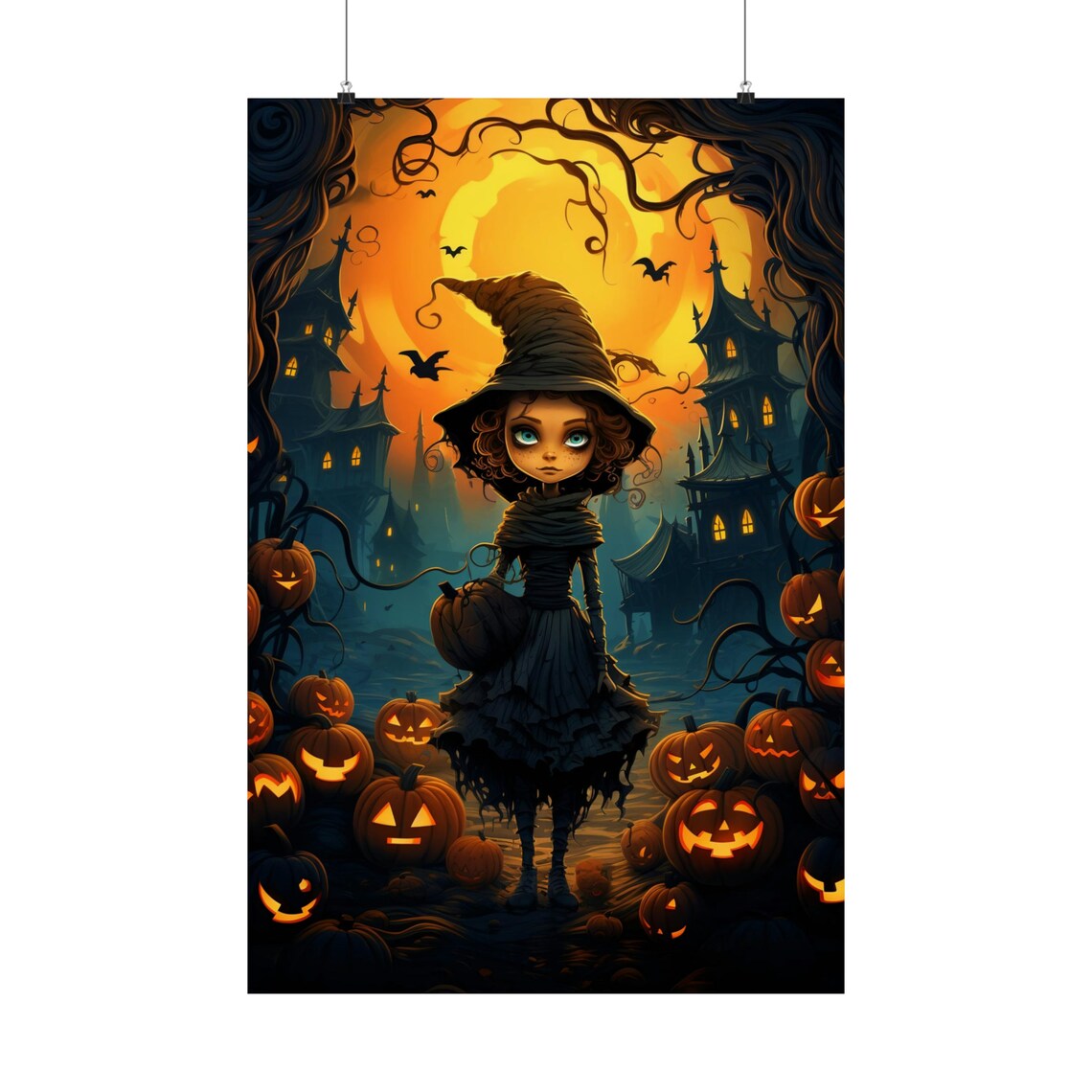 Cute Little Witch Poster, Funny Halloween Decor