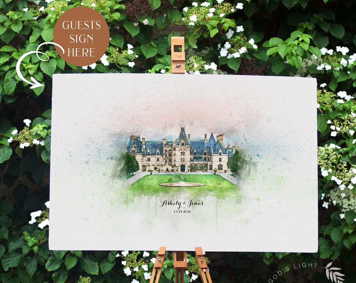 Watercolor Wedding Welcome Sign, Unique Decor - Image 2