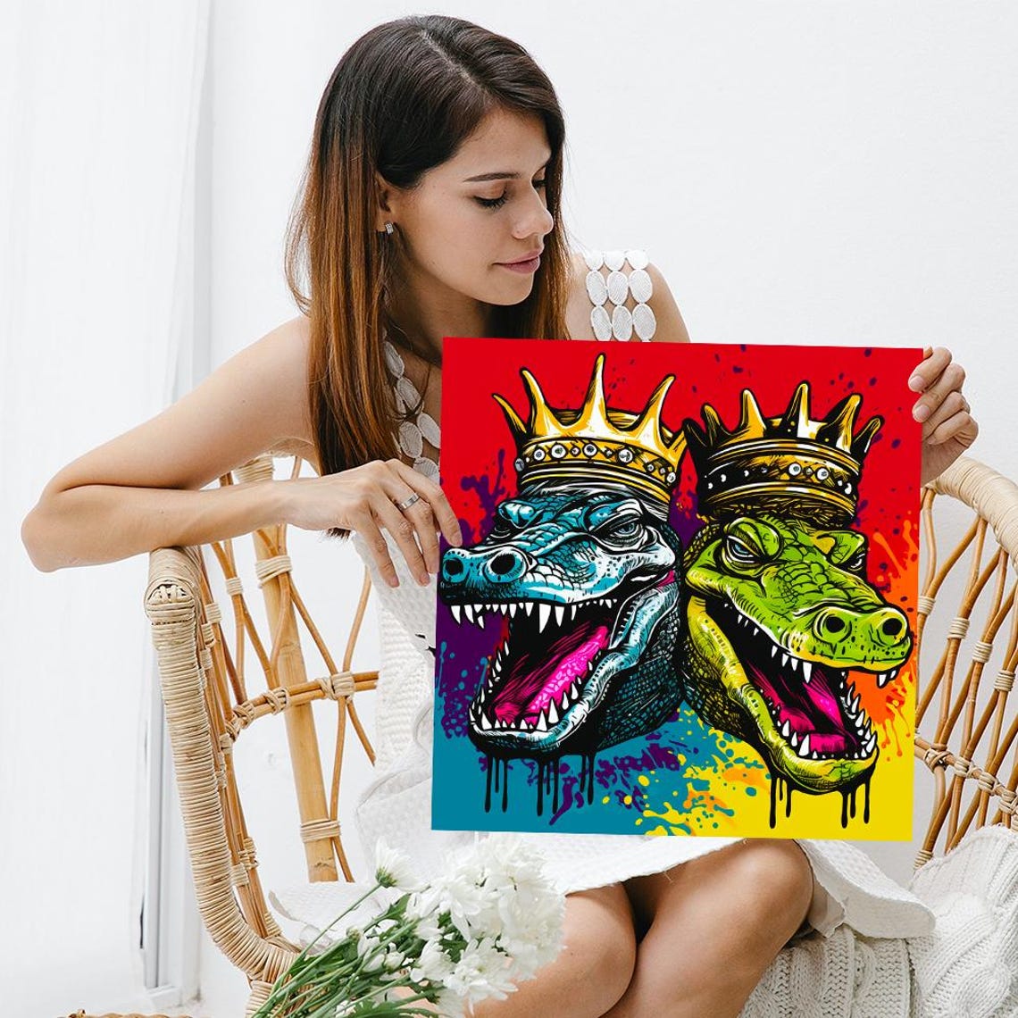 Crowned Crocodile Kings Graffiti Pop Art Bold Red Street Style Poster - Image 3