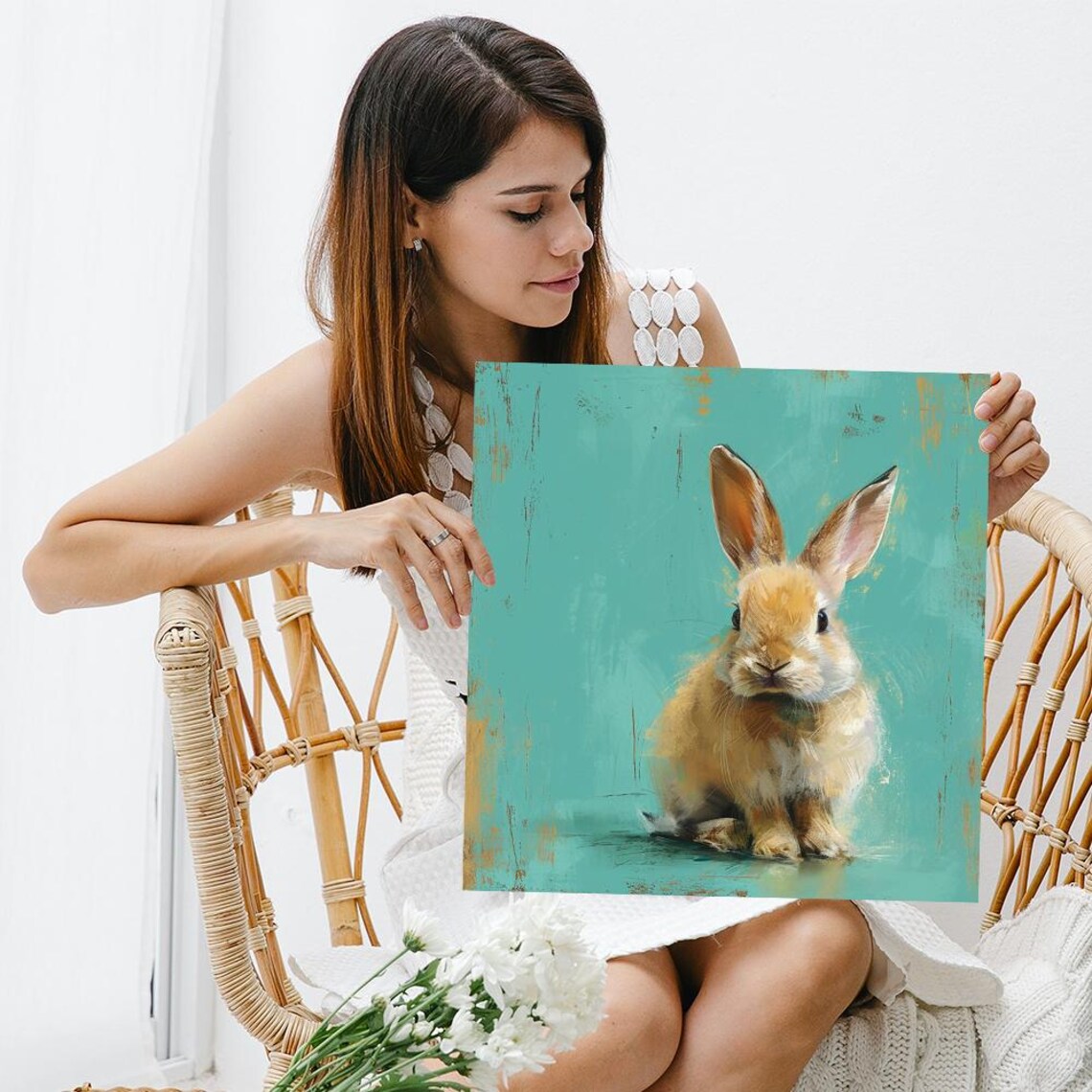 Bunny Whimsical Animal Nursery Wall Art Print - Image 3