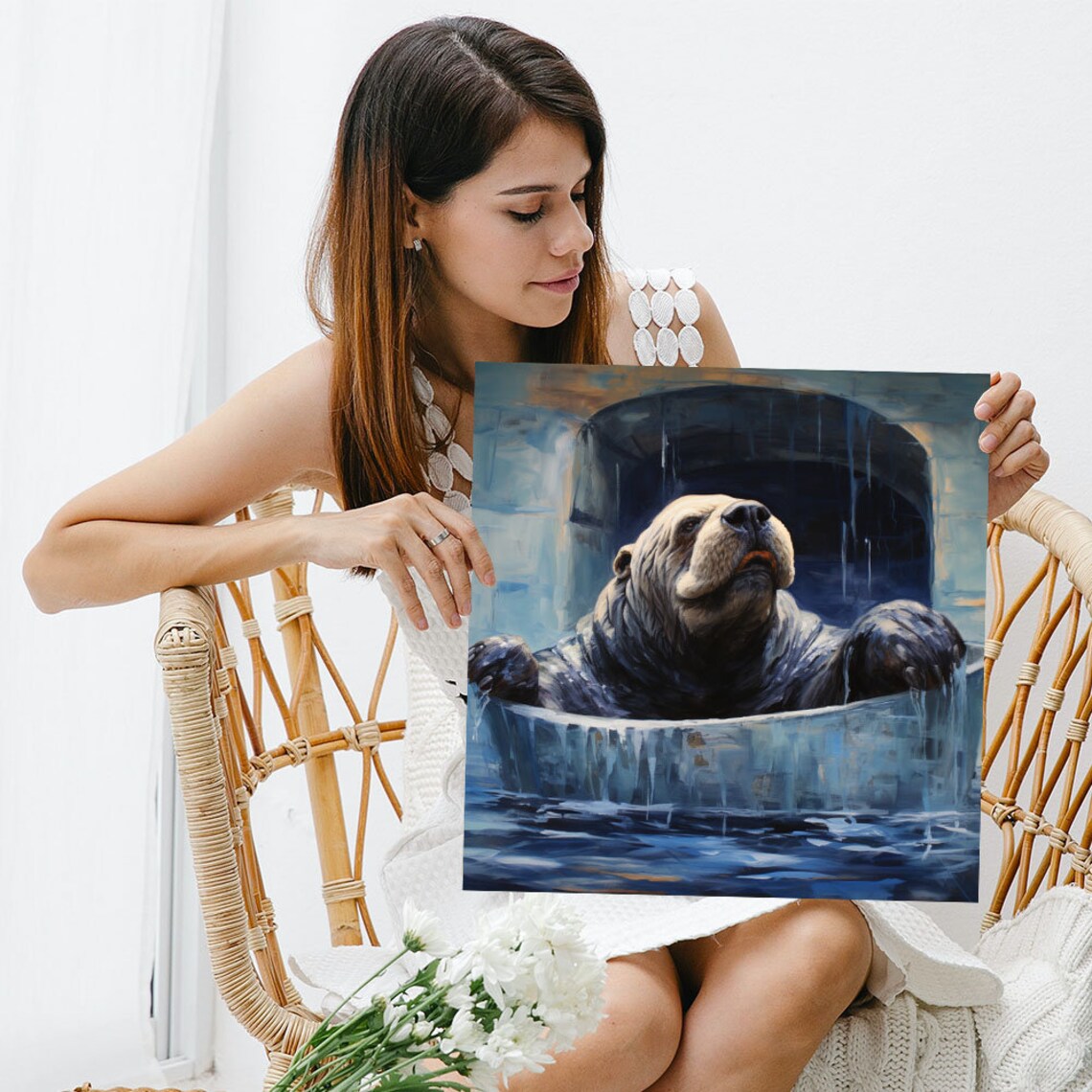 Walrus in Bathtub, Modern Bathroom Wall Art Print - Image 5