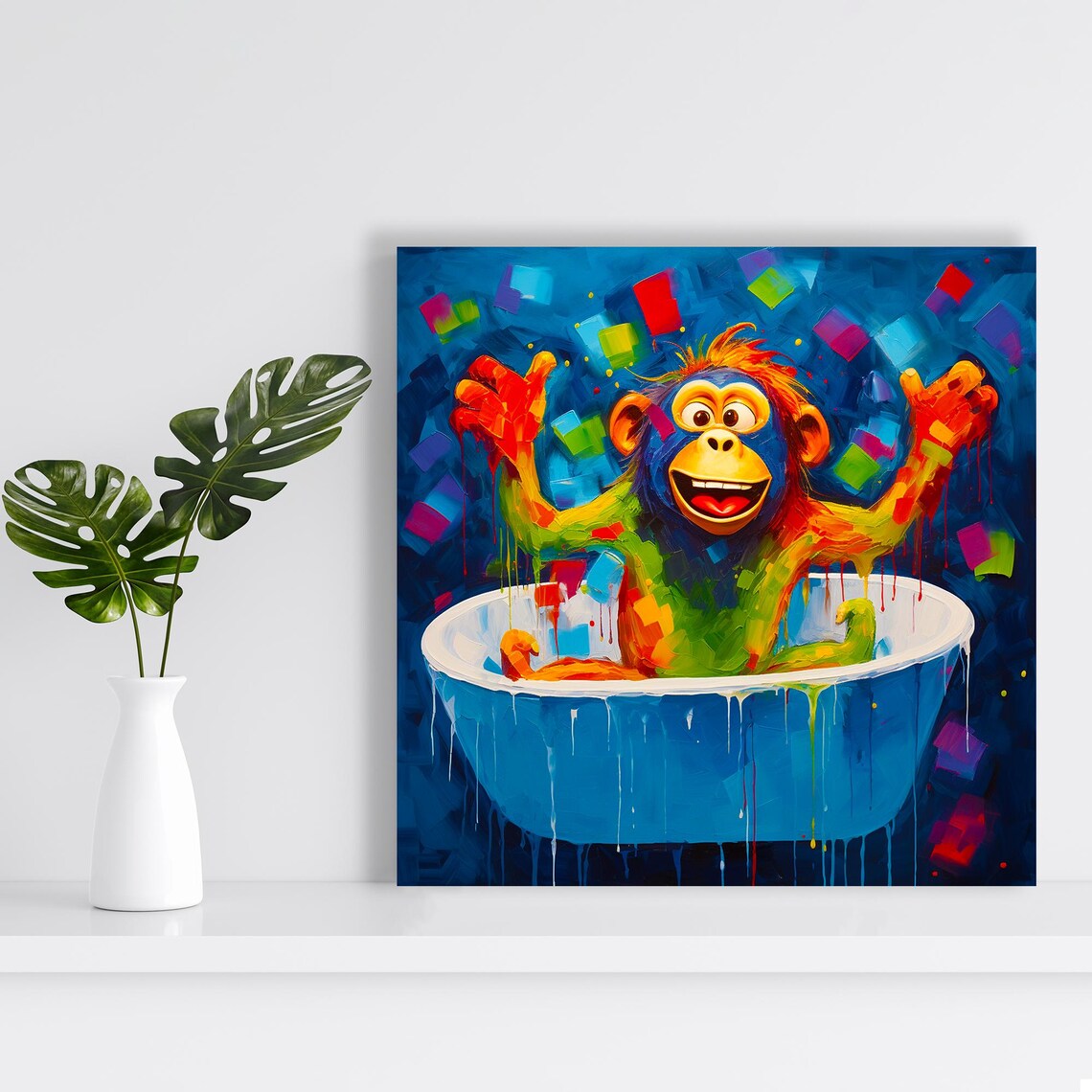 Colorful Chimp Pop Art Poster, Whimsical Decor - Image 2