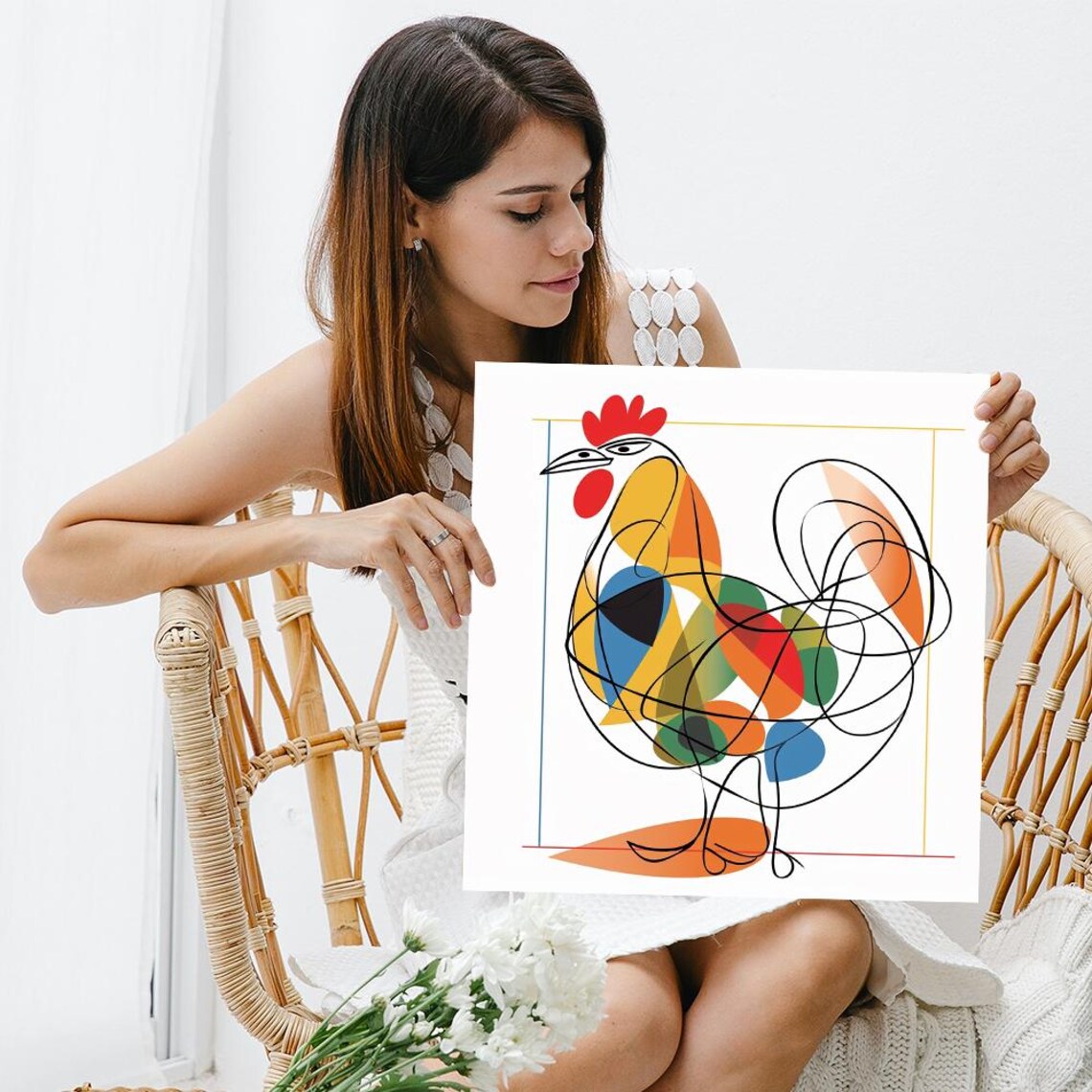 Rooster Abstraction, Modern Bohemian Art Print - Image 3