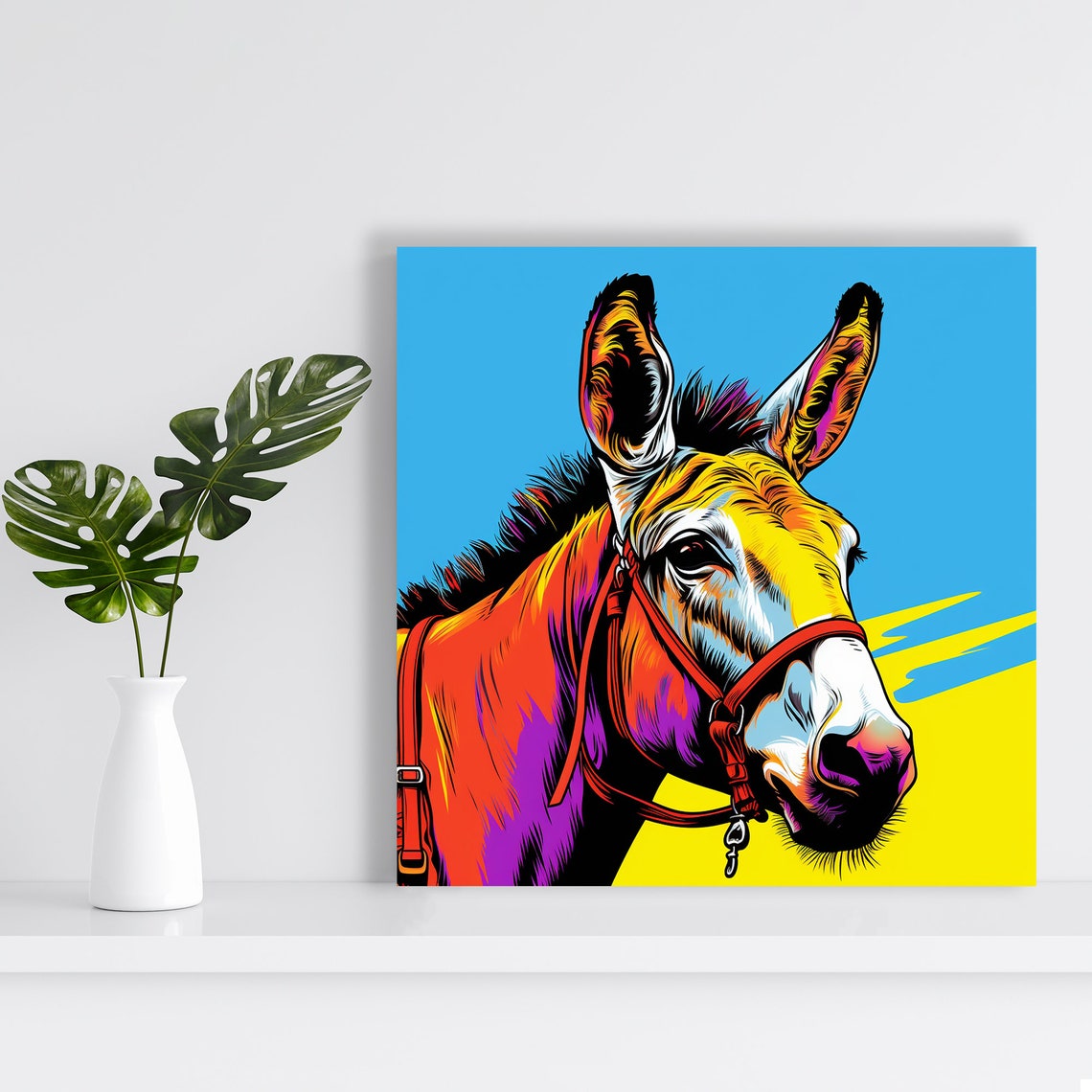 Vibrant Donkey Pop Art Neon Orange Purple Blue Bold Animal Wall Poster - Image 2