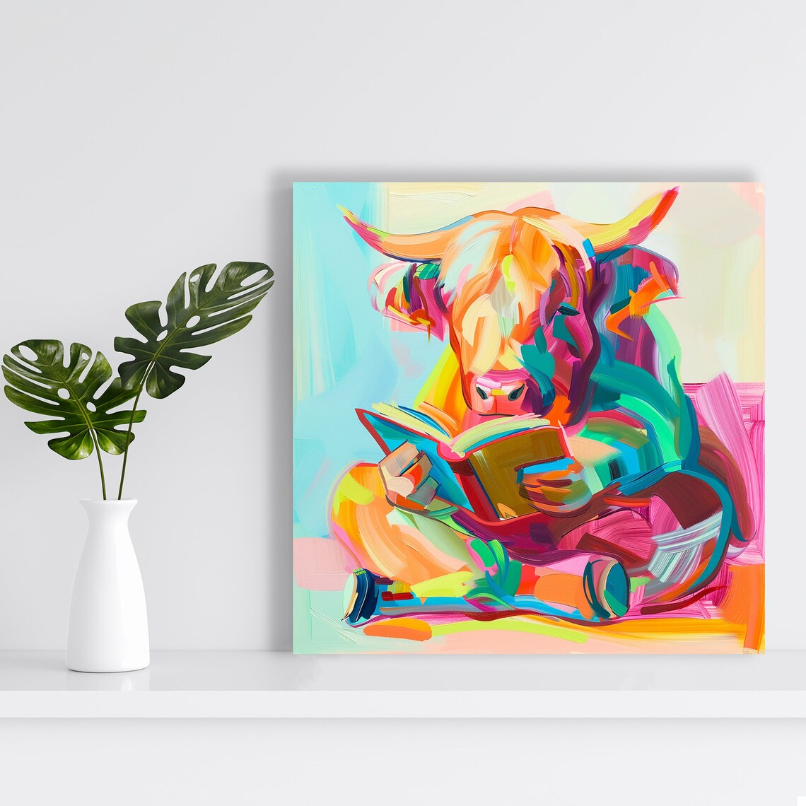Highland Cow Abstract Animal Decor, Wall Art Print - Image 2
