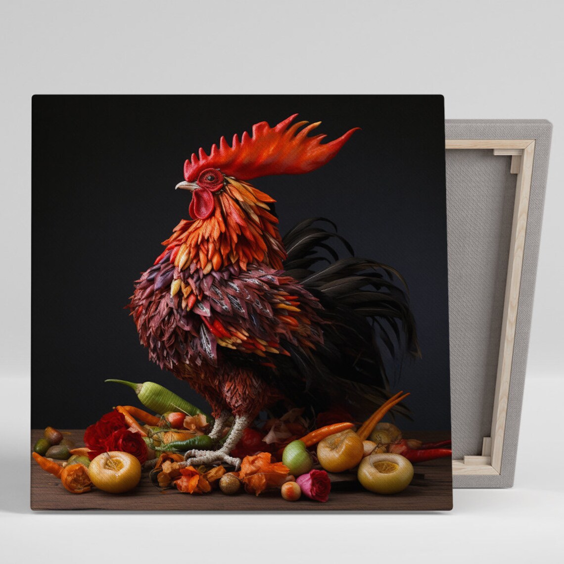 Majestic Rooster Harvest Rustic Farmhouse Poster Print