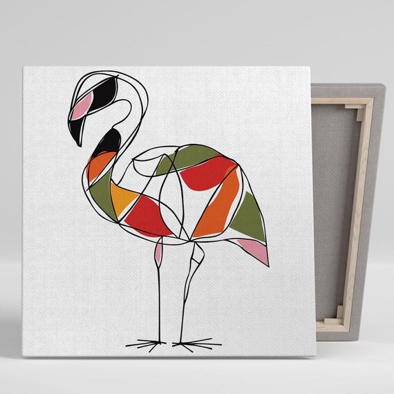 Geometric Flamingo Elegance Art Or Poster Abstract Whimsical Modern Decor Living Room Bedroom Office Nursery Art Animal Decor