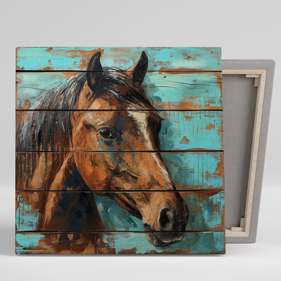 Horse Art Print, Rustic Farmhouse Living Room Decor