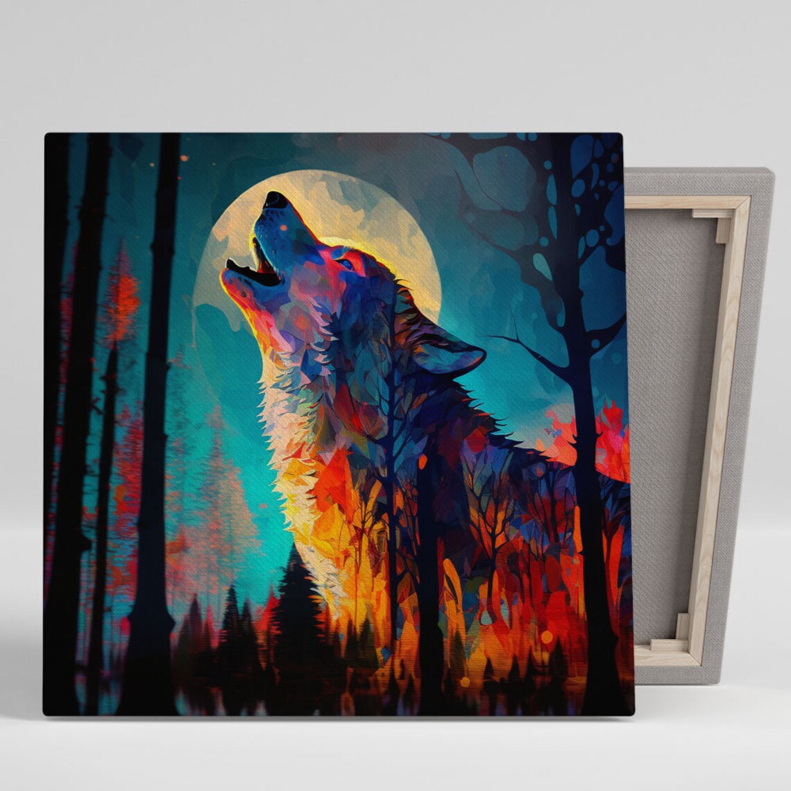 Howling Wolf Contemporary Art Print, Modern Decor