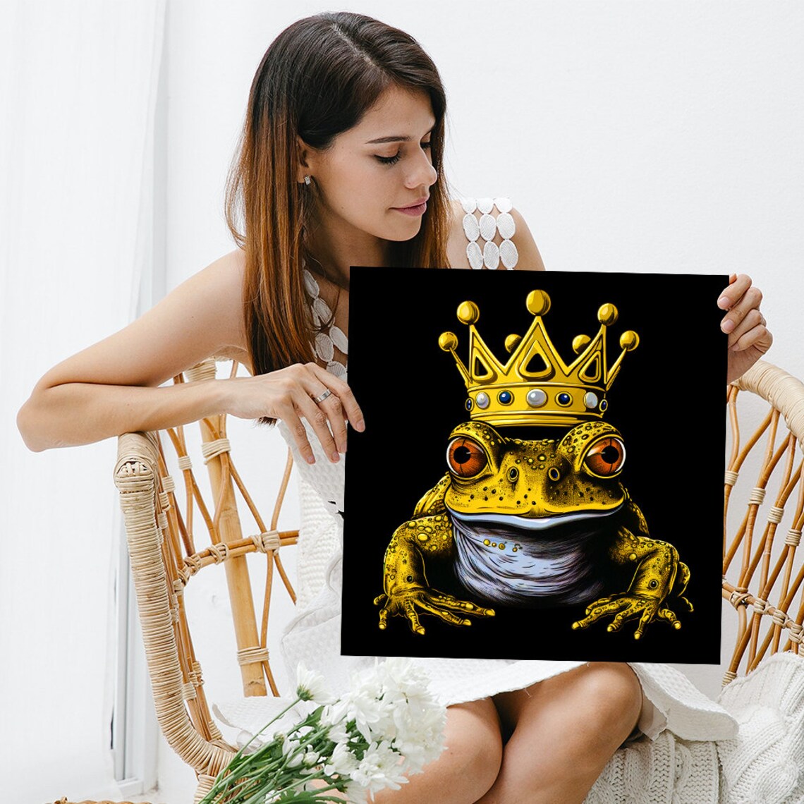 Regal Frog King Whimsical Animal Art Print, Nursery Decor - Image 3