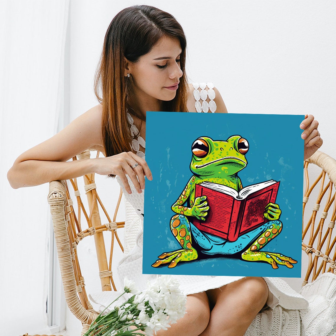 Reading Frog Library Adventure Cute Book Lover Nursery Decor Poster - Image 3