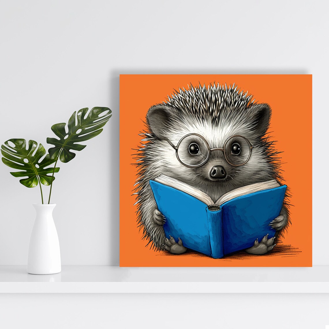 Studious Hedgehog Whimsical Animal Wall Art Print - Image 2