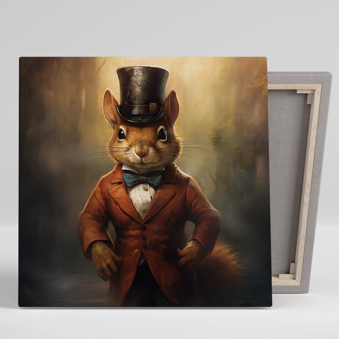 Dapper Squirrel Gentleman Top Hat Vintage Animal Wall Art Decor Poster