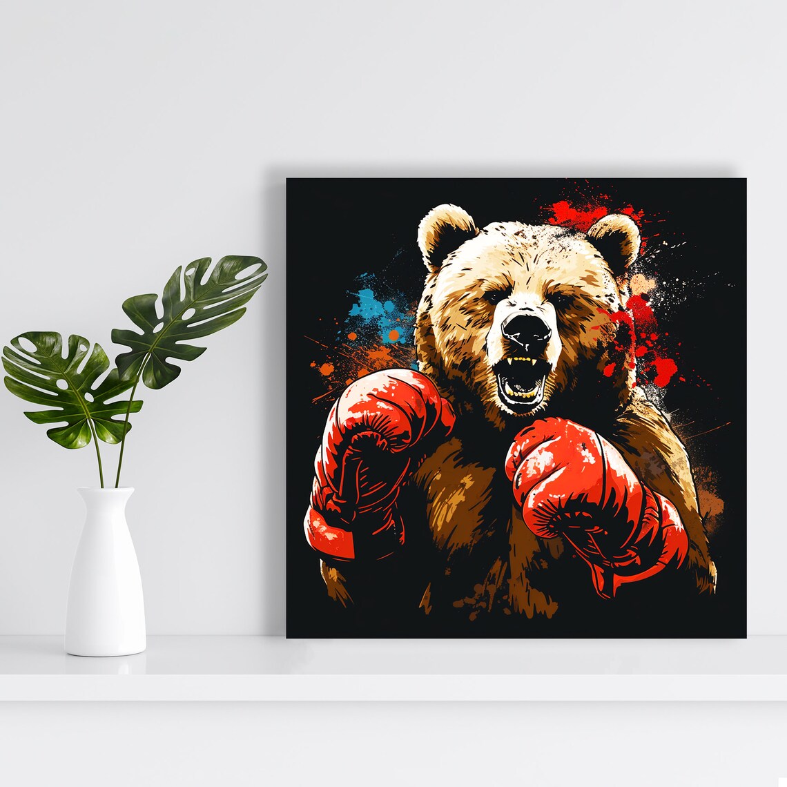 Boxing Bear Fury Animal Pop Art, Wall Art Print - Image 2