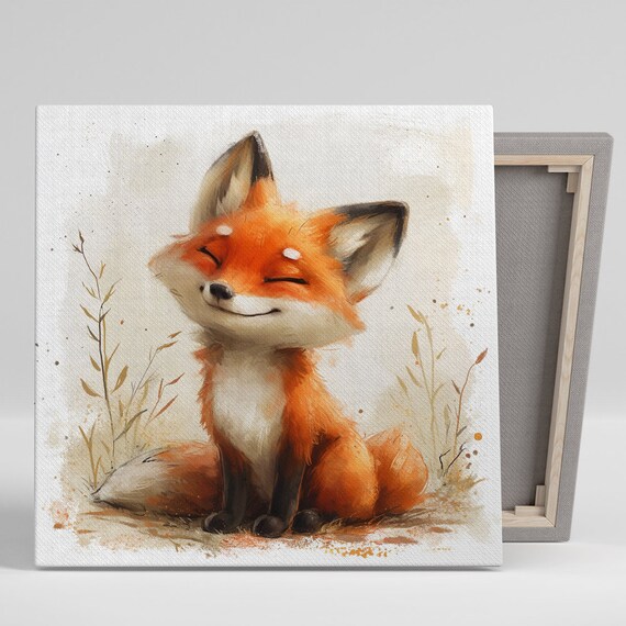 Smiling Fox Art Print, Whimsical Nursery Decor