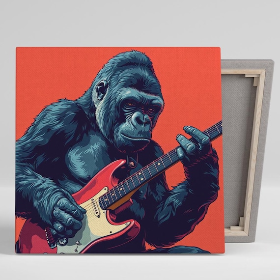 Rockstar Gorilla Groove Art Print, Pop Music Decor