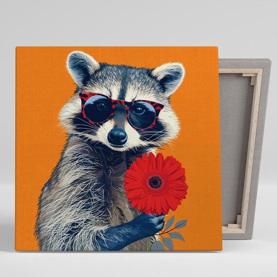 Fashionable Raccoon Art Print, Whimsical Animal Decor
