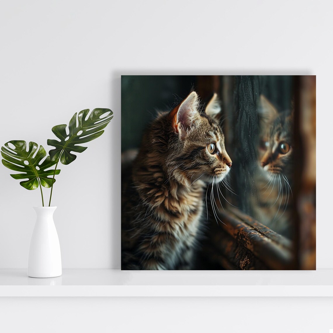 Cat Reflection Contemporary Nature Decor Art Print - Image 2