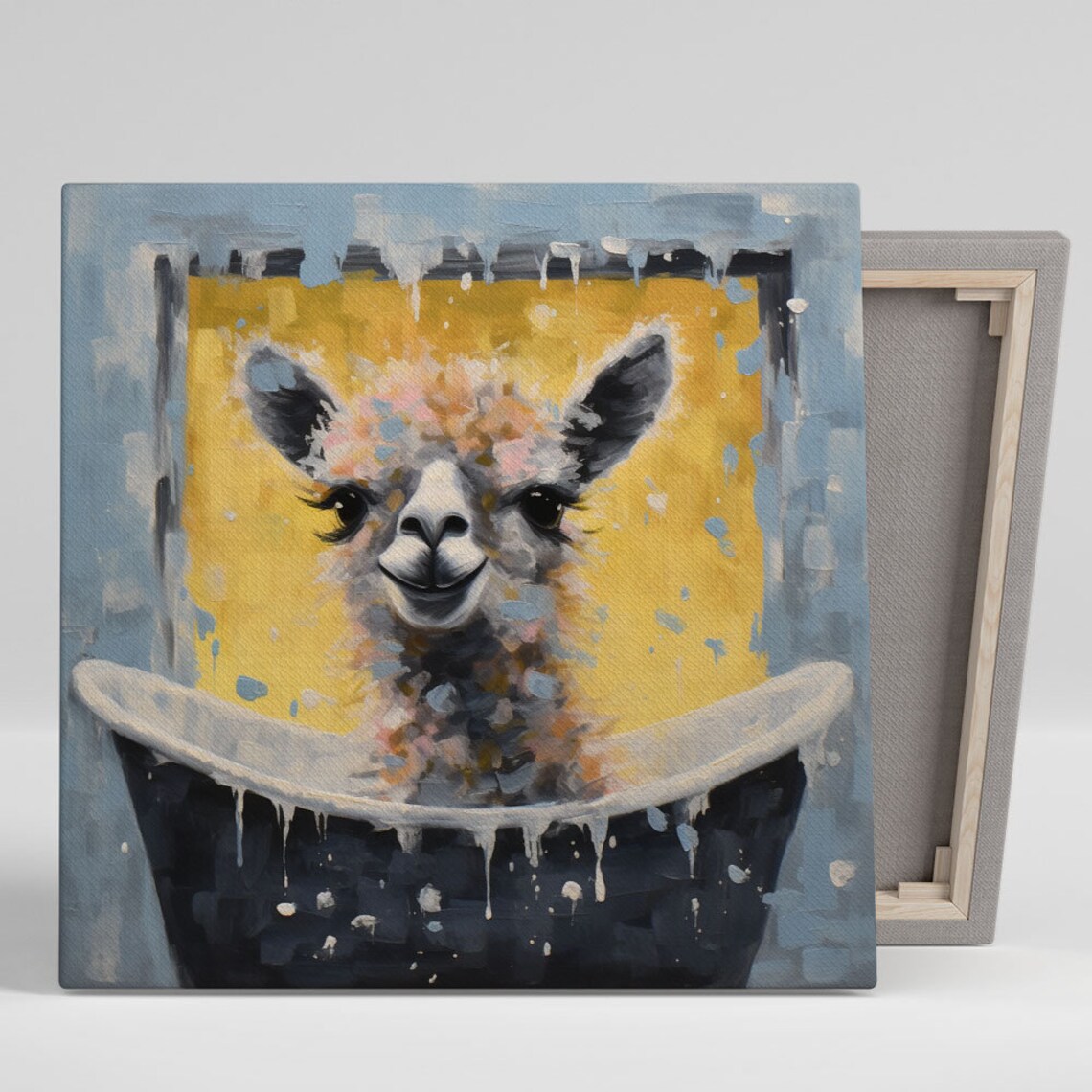 Llama in Bathtub Bathroom Decor Wall Art Print
