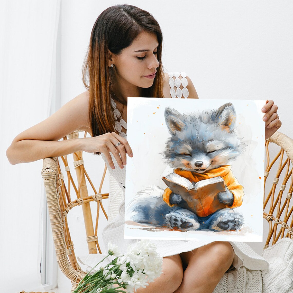 Fox Bookworm Whimsical Animal Art Print for Nursery - Image 3