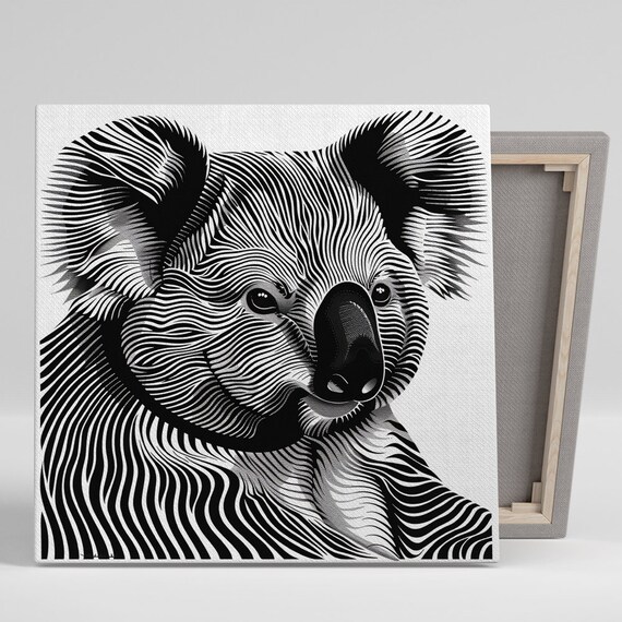 Koala Face Black and White Optical Illusion Line Art Minimalist Poster